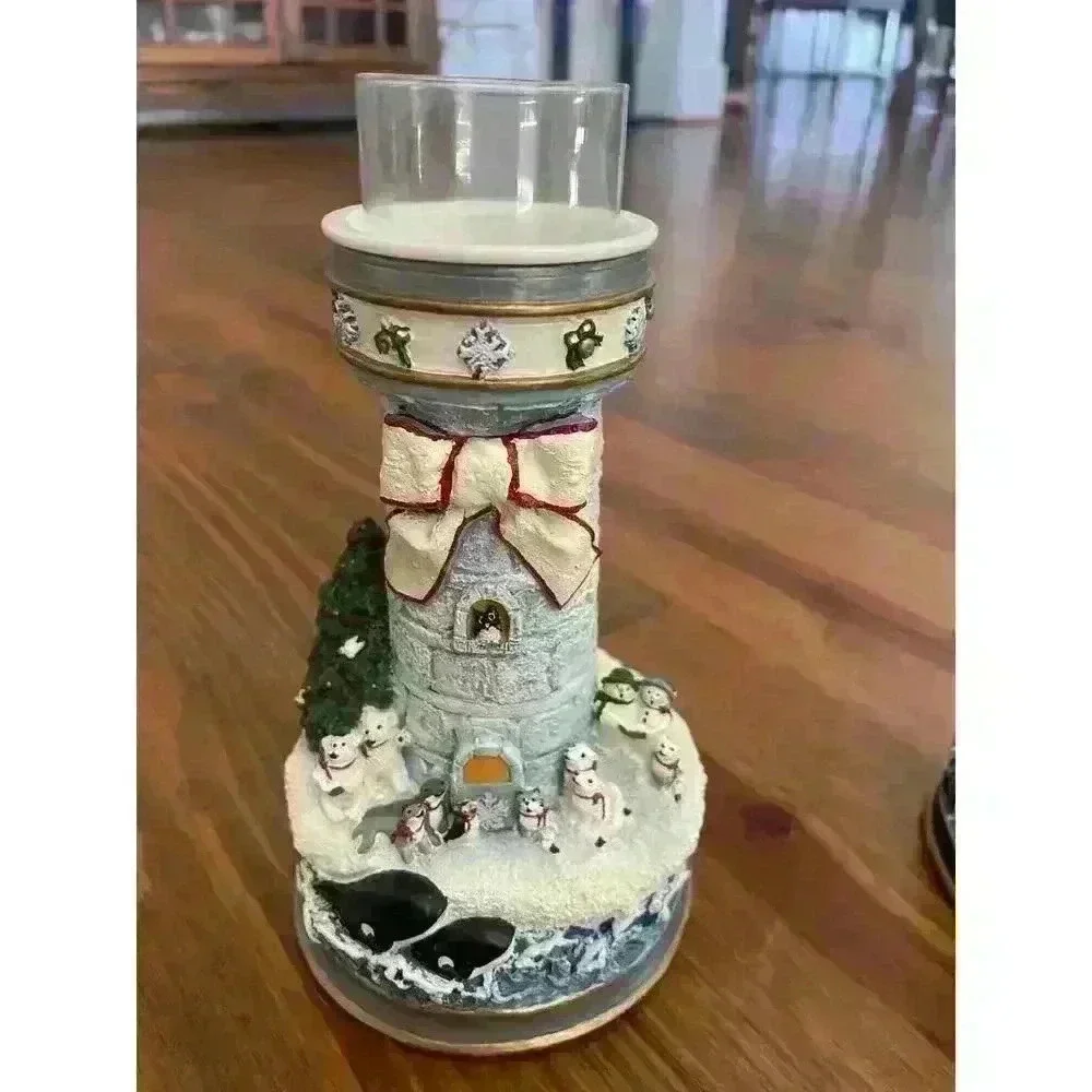 Danbury Mint Polar Lights Night Before Christmas & Artic Lights Candlesticks(2)